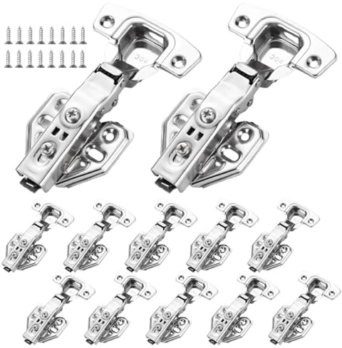 14 Stück Softclose Scharnier, 304 Edelstahl Schrankscharnier 110 Grad Soft-Close-Schalter Schranktür Scharnier Topfscharnier mit Schrauben für Küchenschrank Schranktür