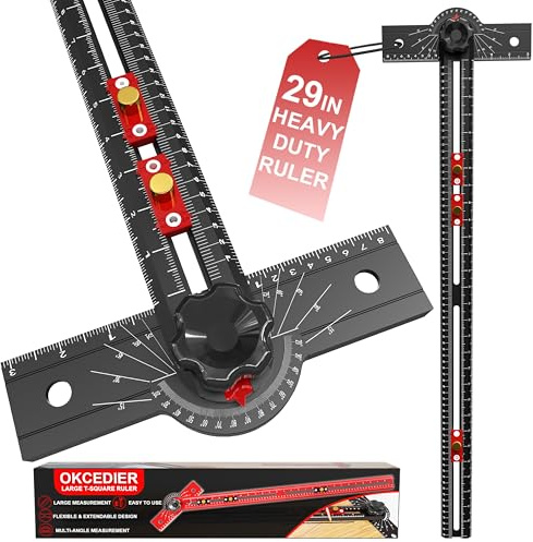 74cm Équerre en T de Menuiserie Outil de Mesure à Angle Réglable 15-165° | Corps en Alliage d'Aluminium, Guide de Perçage de Précision pour Menuiserie, Dessin Technique, Architecture et Artisanat