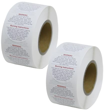1000 Pcs Candle Warning Labels Stickers, 1 Inch Round Safety Labels for Jars, Waterproof Self-Adhesive Stickers for Jars, Tins, Wax Melts, DIY Candle Making and Packaging Supplies