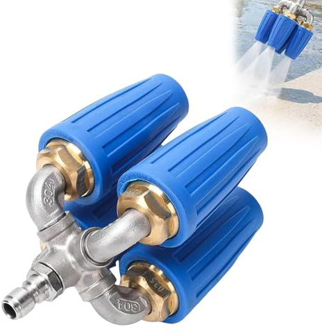 Boquilla turbo 4 en 1 para limpiadores de alta presión, equipada con boquilla turbo, función giratoria de 360° y conexión rápida, ha sido especialmente diseñada para limpiadores de alta presión con