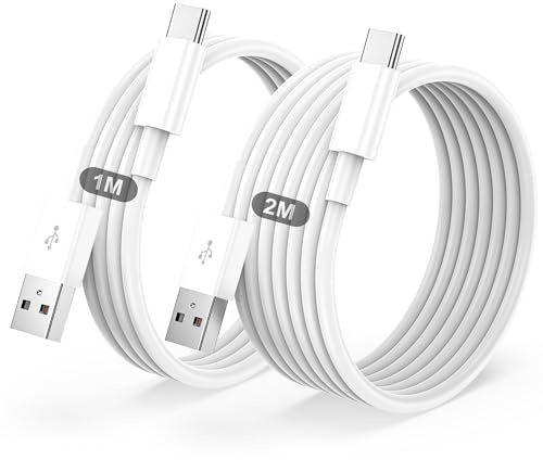 Cavo USB Type-C,Per Originale Cavetto USB A a USB C Cellulare Ricarica Rapida 2Pezzi 1M+2M,Per iPhone 17/16/15/Pro/Plus/Pro Max/Air,Per Samsung Galaxy S24/S23+/Ultra/S22/A53/A54/iPad Pro/Air/cavi