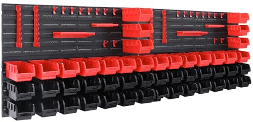 Monzana® 86 Piece Garage Wall Racks Tool Wall Organiser with Storage Bins | Storage Boxes & Wall Panels, Workshop & Craft Organiser, Pegboard Tool Rack, Stackable Small Parts Bins, Plastic Storage Box