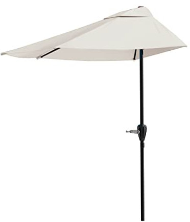 Pure Garden Demi-parasol de terrasse de 2,7 m – Ouverture en demi-cercle facile à manivelle – Pour contre un mur, un porche ou un balcon (brun roux)