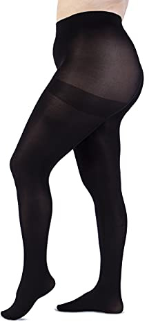 LEELA LAB Collant Curvy Taille Haute Femme Super Opaque 120 Deniers - Made in Italy (Black, 9)