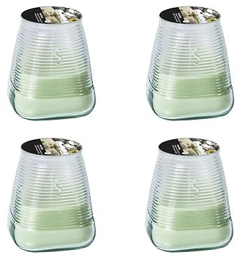 Kerzen für draußen 4 Stück - Duftkerzen Zitronengras Citronella - Perfekt für deinen Garten - im 4er Set - 45h Brenndauer - 9x9x9,8 cm (Grün-Duft: Lemongrass)