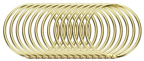 Sourcing Map 14pcs 2 Inch ID Iron Round Snap Shower Curtain Rings - Glide Smoothly Hooks for Bathroom Curtain Rods, Gold