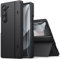 SIXBOX für Samsung Galaxy Z Fold 6 Hülle mit Versteckter Ständer & Displayschutzfolie & Scharnierschutz, Dünn Stoßfeste Handyhülle Robuste Kratzfest Schutzhülle für Samsung Z Fold 6 5G (2024), Schwarz