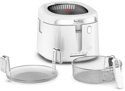 Moulinex Filtra Vision, Friteuse, Grande fenêtre pour garder un oeil sur la cuisson, Capacité familiale, Nettoyage facile, AF2541E0, Extérieur en Plastique Blanc