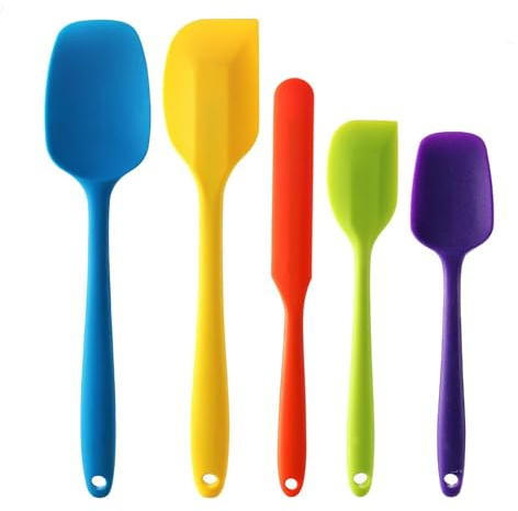 LianSinGo 5 PCS Silicone Spatula Set, Non-Stick High Heat Resistant Baking Spatulas, Food Grade Rubber Spatulas, Kitchen Utensils for Baking Cooking and Mixing