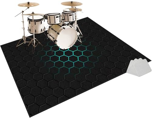 Alfombras Acusticas Alfombrilla insonorizada Alfombras Rectangulares para Bombo Caja 120 x 100 cm Alfombra para Bateria Electronica Alfombra bateria Tambor Alfombra Alfombrillas Antideslizantes