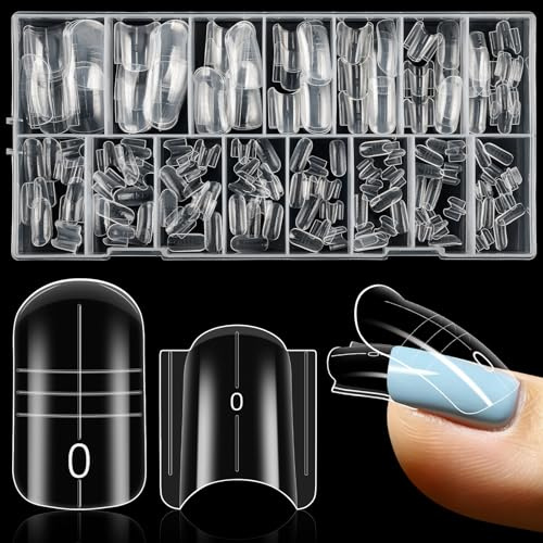 Kiiwah 180 Pezzi Dual Form Sandwich per Piedi, Riutilizzabile Dual Form Quadrate Unghie Finte Piedi per Manicure Salone Polygel Extensions, 15 Taglie
