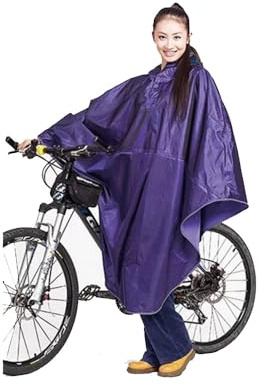 SudaTek Mens Womens Cycling Bicycle Bike Raincoat Rain Cape Poncho Hooded Windproof Rain Coat Mobility Scooter Cover (Purple)