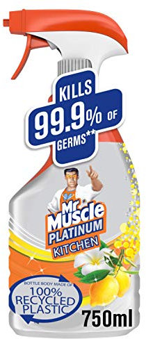Mr Muscle Kitchen Cleaner Citrus Platinum Antibacterial Kitchen Spray, 750ml (Pack of 1)