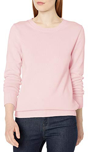 Amazon Essentials Women's 100% Cotton Crewneck Sweater (Available in Plus Size), Light Pink, L