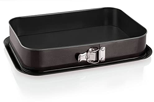 Grizzly - Molde grande alto y rectangular desmontable, para tartas, de 35 x 24 cm, color negro, con protección contra fugas y antiadherente