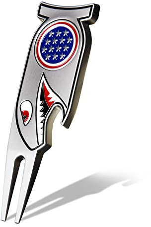 Craftsman Golf Shark Cool 4-in-1 Golf-Pitchgabel-Reparaturwerkzeug – Flaschenöffner – Ballmarker – Tee-Halter