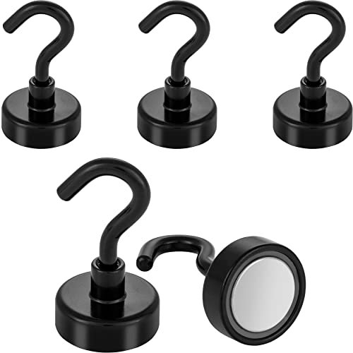 POPPSTAR Crochets magnétiques 5 pièces extra forts (force adhésive 23 kg, longueur 4,5 cm diamètre 2,5 cm) crochets aimantés néodymes grands