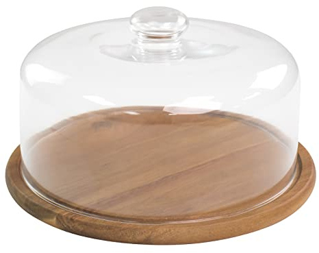 KVMORZE 10.2''Glass Dessert Dome with Base, 11.8Decorative Cake Tray with Glass Dome Cover, Cake Fruit Display Server Tray for Kitchen, Birthday, Weddings, Appetizer Dessert & Cheese Serving Platter