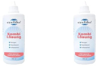 Eyelike Kombilösung – Ein-Schritt-Pflegesystem - ideal für weiche Kontaktlinsen zum reinigen, desinfizieren und zur Aufbewahrung –- 360 ml (Packung mit 2)