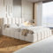 MOTIVENA Nunu Bubble Bett 140x200, Polsterbett 140x200 mit Bettkasten, Polsterbett 140x200 mit Stauraum, Polsterbett 140x200 Boucle, mit Lattenrost, mit Kopfteil, ohne Matratze, Weiß (Milch)