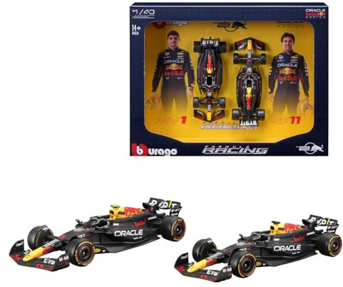 Bburago F1 Formula 1 RED BULL RACING RB20 (2024) - VERSTAPPEN AND PEREZ 2 Pack - 1:43 Scale - Incredibly Detailed Die-Cast Replica Collectible Race Car Models, Multiple Colours