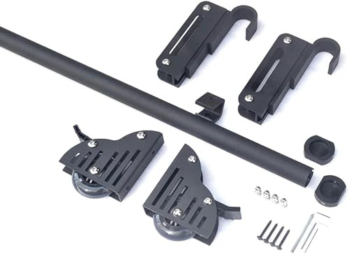 Kit de rails d'échelle de bibliothèque à crochet (sans échelle), kit de matériel d'escabeau coulissant pour bibliothèque – Rouleau supérieur télescopique avec roues et freins au sol – Ensemble complet