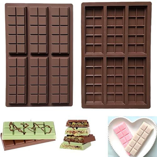 Stampo per cioccolato in silicone Avana per 6 tavolette, stampo antiaderente, 100% alimentare, senza BPA, riutilizzabile e durevole, ideale per creare cioccolatini fatti in casa