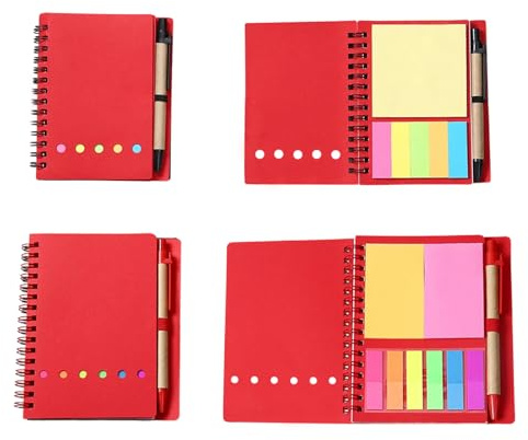 YSDINK Cahiers à Spirales - Lot de 2, Cahier Ligné & To Do List, Blocs Mémo pour Adultes, Petit Carnet de Note, Cahier Spirale Pour Études et Bureau, Accessoires Scolaires (Rouge)