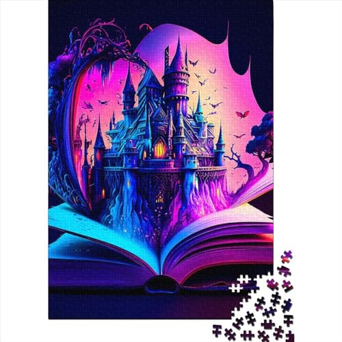 Puzzle da 500 pezzi Castello nel libro per adulti, puzzle in legno, giochi educativi per bambini, 500 pezzi (52x38 cm)