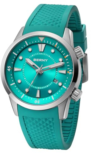 BERNY Diving Watch for Men Automatic Mechanical Wristwatch with Screw-Down Crown 20ATM Waterproof