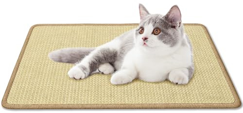 AIGOCITY Cat Scratcher Mat,50 x 30cm Natural Sisal Cat Scratching Mats | Anti Slip Scratching Pad for Indoor Cats, for Protecting Carpets and Sofas (Brown)