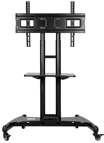 CliffofLove Portable Mobile TV Stand with Wheels for 32 To 75 Inch LED/LCD/OLED TVs Hight Adjustable Universal Flat Curved Screens Mount with Shelf Max Load 45kg