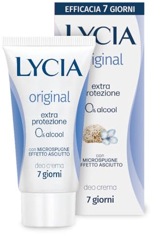 Lycia, Original Crema Deodorante con Antibatterico e Microspugne Effetto Asciutto per una Sensazione di Freschezza Durevole, Efficace fino a 7 Giorni, Senza Alcool, 30 ml