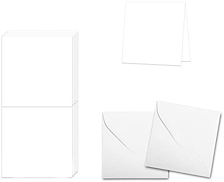 DISCOUNTCARDSTOCK.COM Premium Blank White Folded Card Sets - 100 Pack - 216 GSM Card Stock - Pre-Scored Stock with White Envelopes Included - 100% Made in the U.S.A. (3 x 3 Folded)