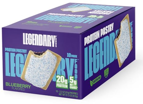 Legendary Foods New Cake Style Tasty Pastry | Low Carb, High Protein, Keto Friendly, No Sugar Added, Protein Snacks, On-The-Go Breakfast, Keto Food, Keto Snacks - Caddie-Retail 10pk Blueberry Pastry