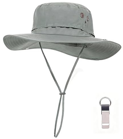 PLCWSCFV Sun Hats for Men Bucket Boonie UV Protection UPF50+ Waterproof Wide Brim Foldable Packable Fishing Beach Safari Light Grey X-Large XX-Large XL XXL