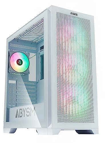 ABYSM Gaming Caja PC Gamer Danube MURA BX300 White ARGB E-ATX, con 4 Ventiladores ARGB, Cristal Templado Lateral y Compatible con Tarjetas Gráficas de hasta 415 mm