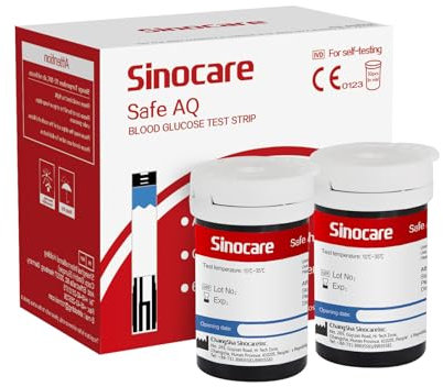 sinocare Tiras Glucosa sin Lancetas, 50 x Tiras de Prueba de Glucosa solo para sinocare SAFE AQ SMART