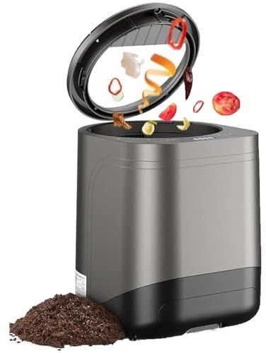 Compostador eléctrico, contenedor de compost inteligente para residuos de cocina con capacidad de 2,5 litros, convierte los residuos en fertilizante natural, ciclador de alimentos sin olor, filtro