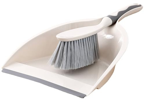 Handkehrset, Kehrschaufel Set, Handfeger und Schaufel mit Gummi, Schaufel und Besen Set, Kehrblech und Handfeger Besen, Kehrgarnitur für Haushalt