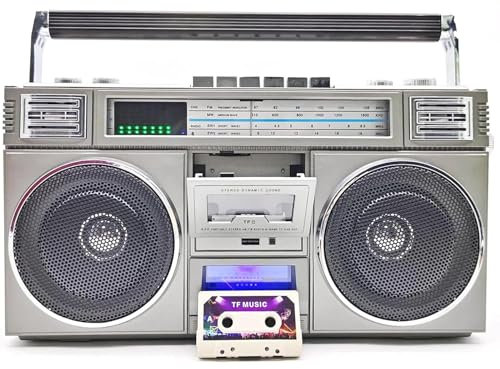 Retro Stereo Radio, Cassette Player and Recorder with 30W Dual 3-inch Woofers, Supports USB/Micro SD/AUX and High and Low Balance Adjustment, Suitable for Family Gatherings