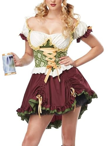 Firzero Oktoberfest Costumes Women Dirndl Dresses German Bavarian Oktoberfest Carnival Beer Festival Cosplay Halloween Costume 2024