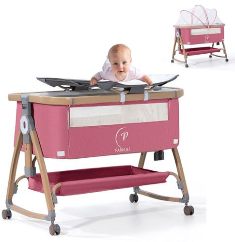 P PARVULÍ PARVULI Cuna Colecho Portátil y Ajustable 6 en 1 - Cunas para Bebes y Moises para Bebe - Ideal para Madres y Padres Que Buscan Comodidad y Seguridad para Sus Pequeños (Granate)