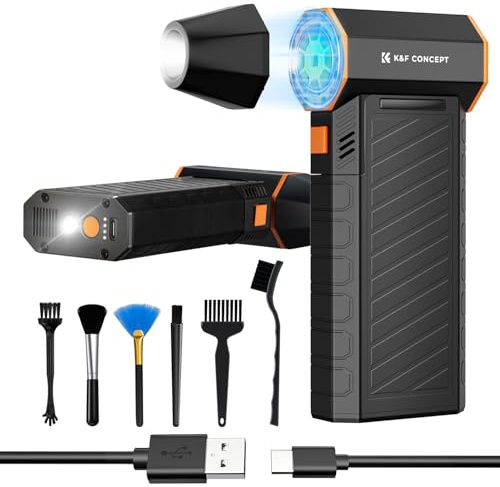 K&F CONCEPT Soplador de Polvo Eléctrico 300000 RPM Magnético| 3 Velocidades Aire Comprimido Air Duster| Motor Brushless Recargable |Para Limpieza Profunda de PC, Teclados, Autos y Espacios Exteriores