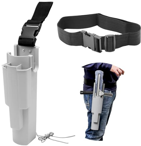 Window Cleaning Side Bucket On a Belt Holster Holds 3 Squeegees and a Washer (Grey)