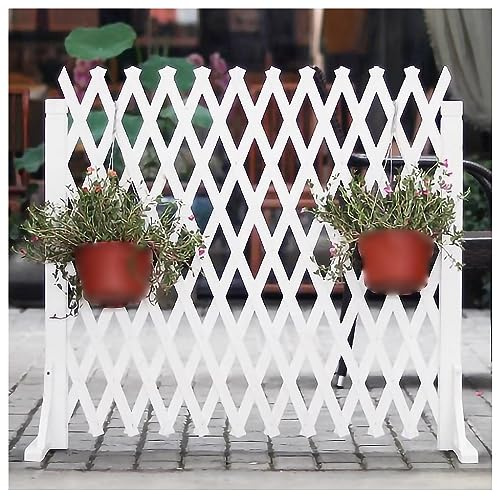 Clôture de jardin extensible 34160 cm de large, barrière en bois blanc pour animaux domestiques, pare-vue extérieur, panneaux de bois autoportants, 80 x 160 cm