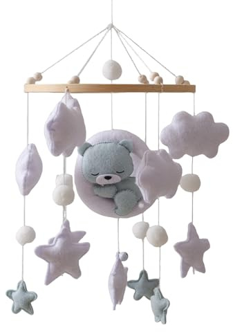 Mobile pour Lit Bébé | Mobile Musical Bébé avec Oursons Endormis | Jouet Portable Pour Lit Décoration Chambre Garçon Fille Zone Jeu Mur Moïse