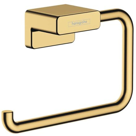 hansgrohe AddStoris - Porte-papier WC, Distributeur de papier toilette pour montage mural, Support de rouleau de papier toilette, Accessoires de salle de bains, Aspect doré poli, 41771990