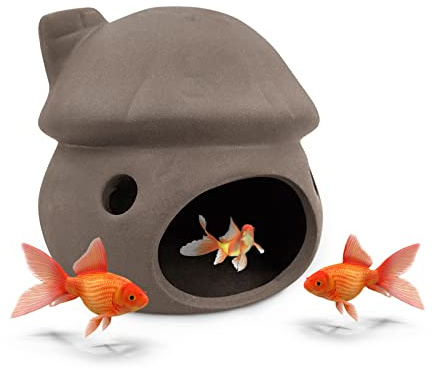 FuninCrea Ceramics Aquarium Hiding Cave Safe and Durable Fish Tank Decorations Aquarium Ornament for Fish Shrimp to Play, Rest and Breed (A-01)
