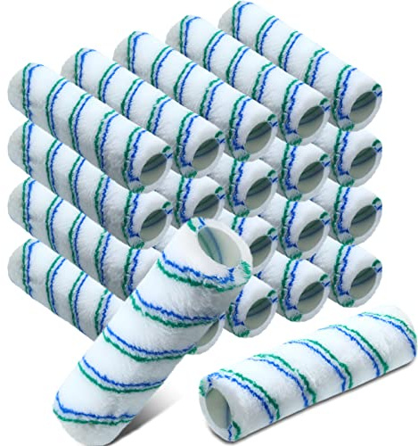 Irenare 24 Pack Paint Roller Covers 9 x 1/2 Inch Microfiber Paint Roller Covers Large Polyester Naps for Painting Walls Ceilings Home Painting Supplies (Green,Blue)